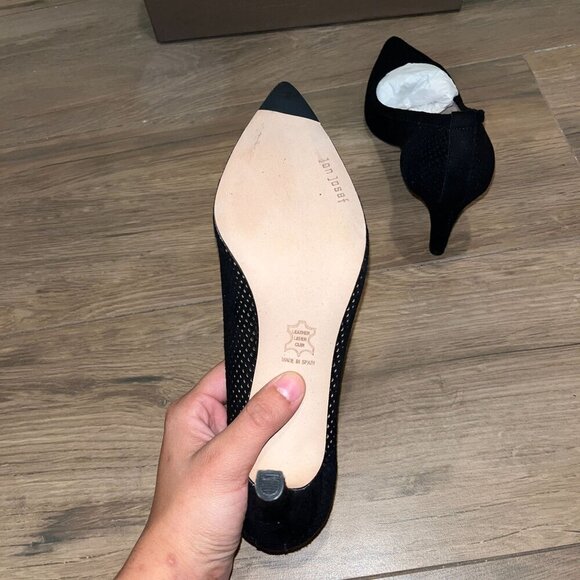 NWT ANTHROPOLOGIE Jon Josef People Black Suede Mesh Pointed Toe Heels Size 9 - Picture 5 of 5